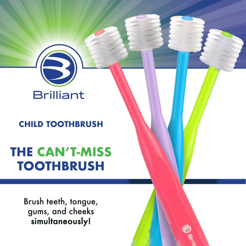Brilliant Oral Care Child Toothbrush with Soft Bristles and Round Head, for a Kid Approved, Easy to Use All-Around Clean Mouth, Ages 2-5 Years, Sky Blue, 1 Pack - Image 2